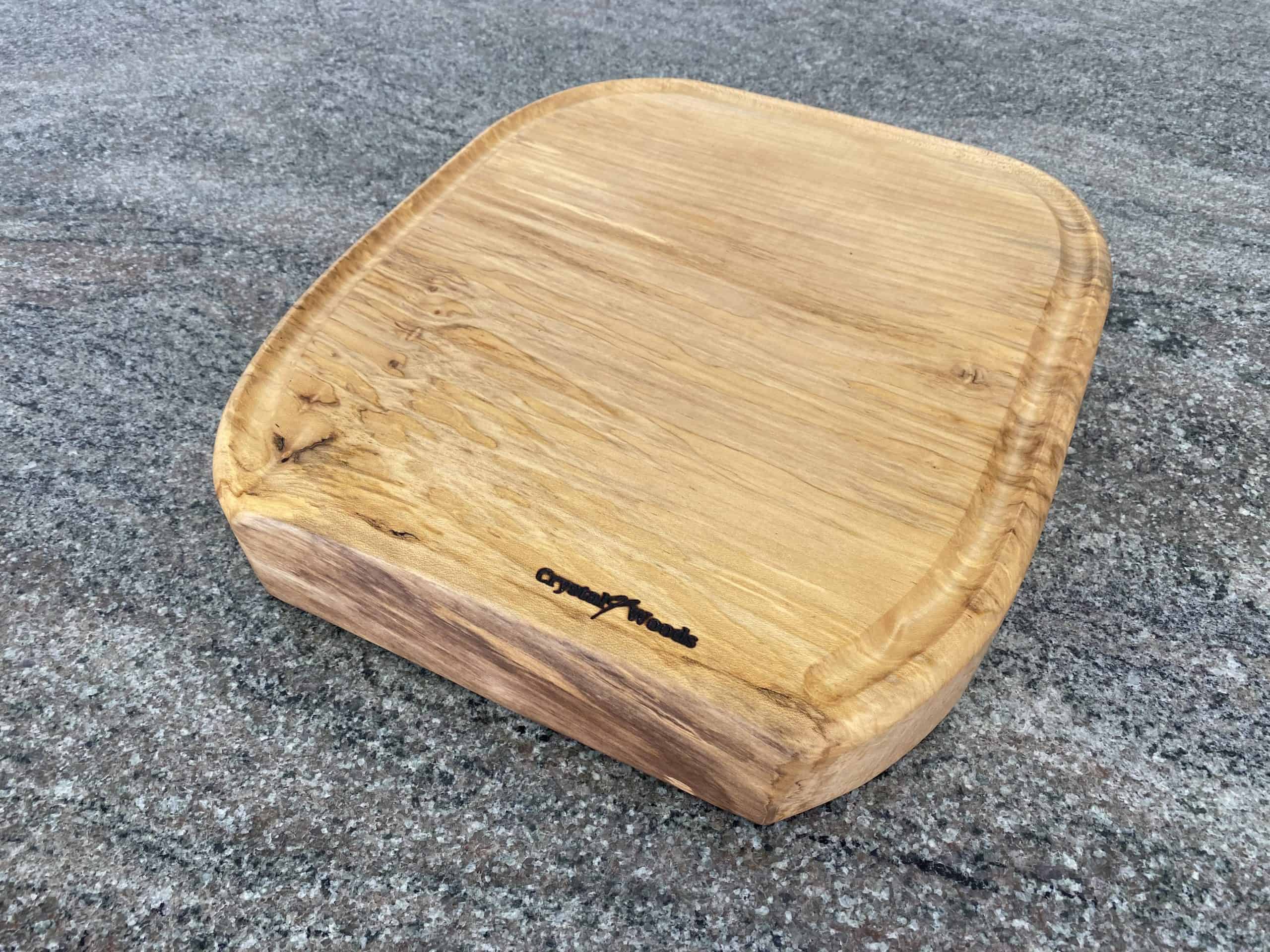 Sycamore Chopping Board - Horseshoe Shape 3 Over view of this Sycamore Horseshoe Chopping Board, handcrafted by Crystal Woods, finished in food safe oil