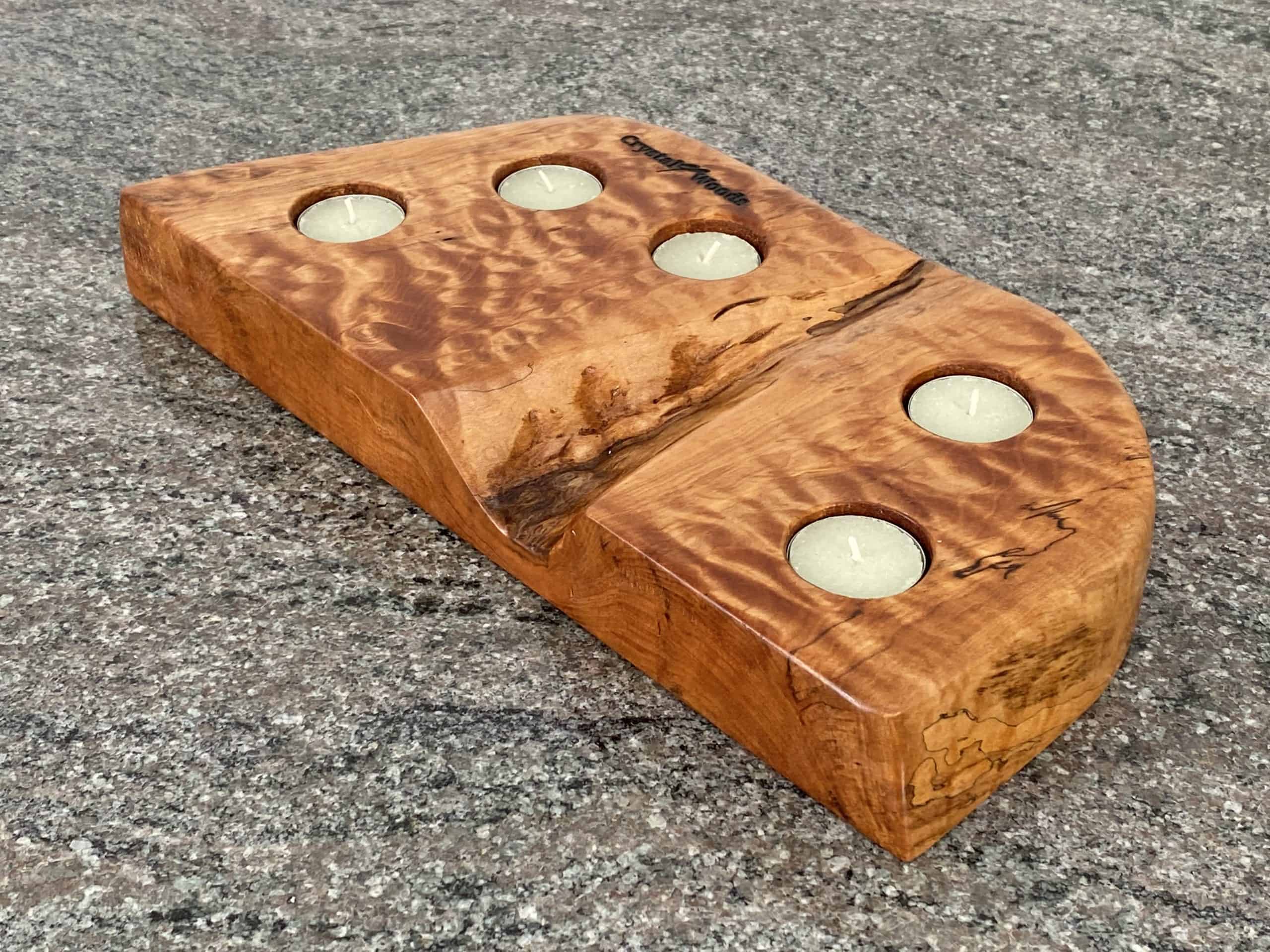 Ripple-Back Maple Tea Light Holder 2 Ripple-back Maple tea light holder with 5 tea lights