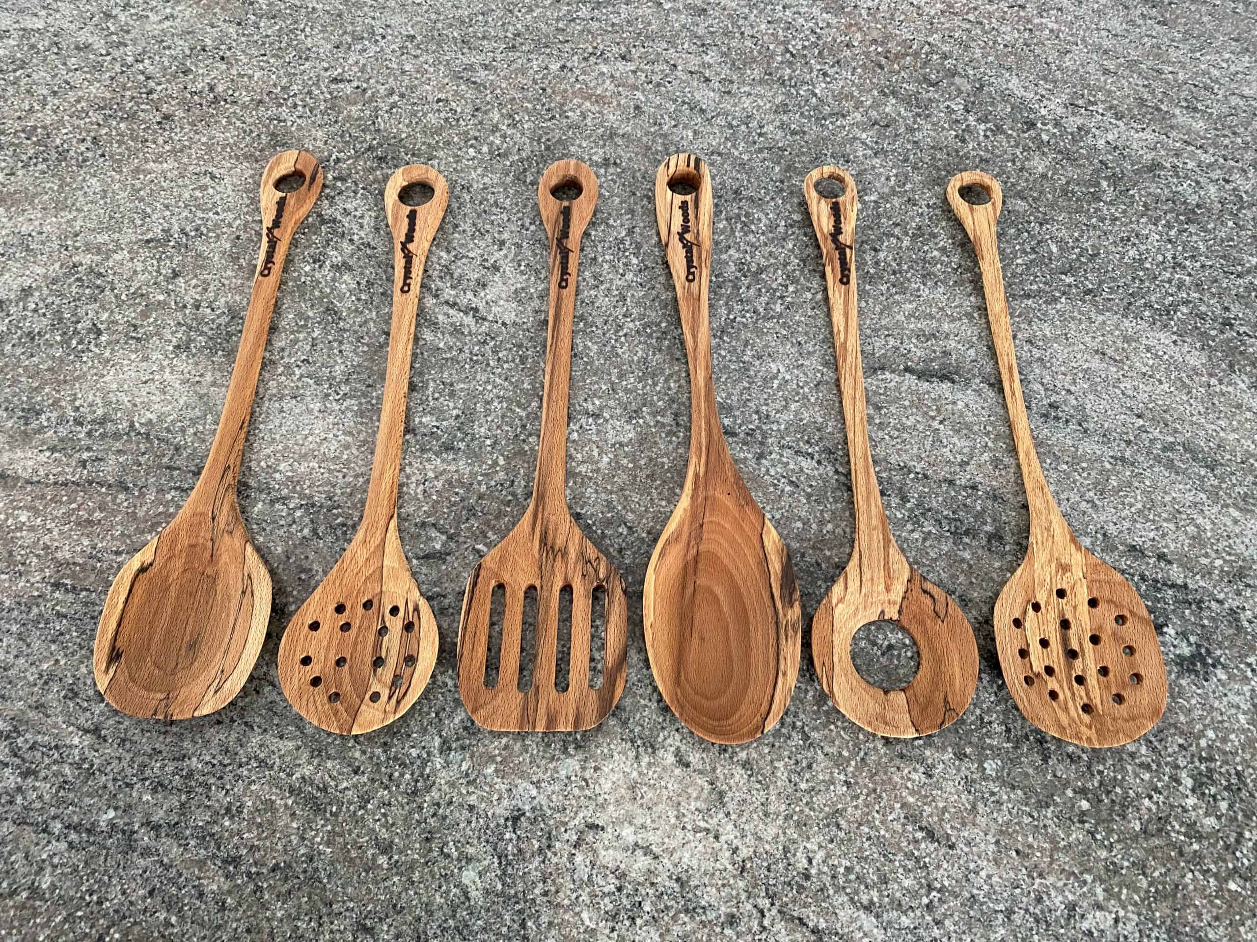 Spalted Beech Serving Spoon Set 1 Spalted beech serving spoon set