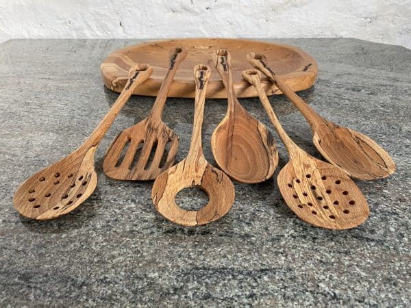 spalted beech kitchen utensil set