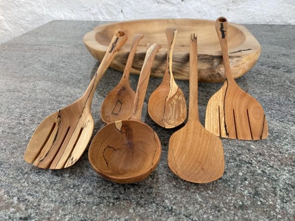 spalted beech kitchen utensil set