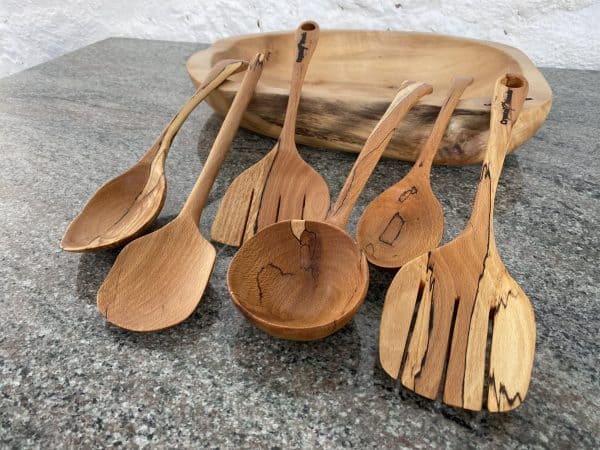 spalted beech kitchen utensil set