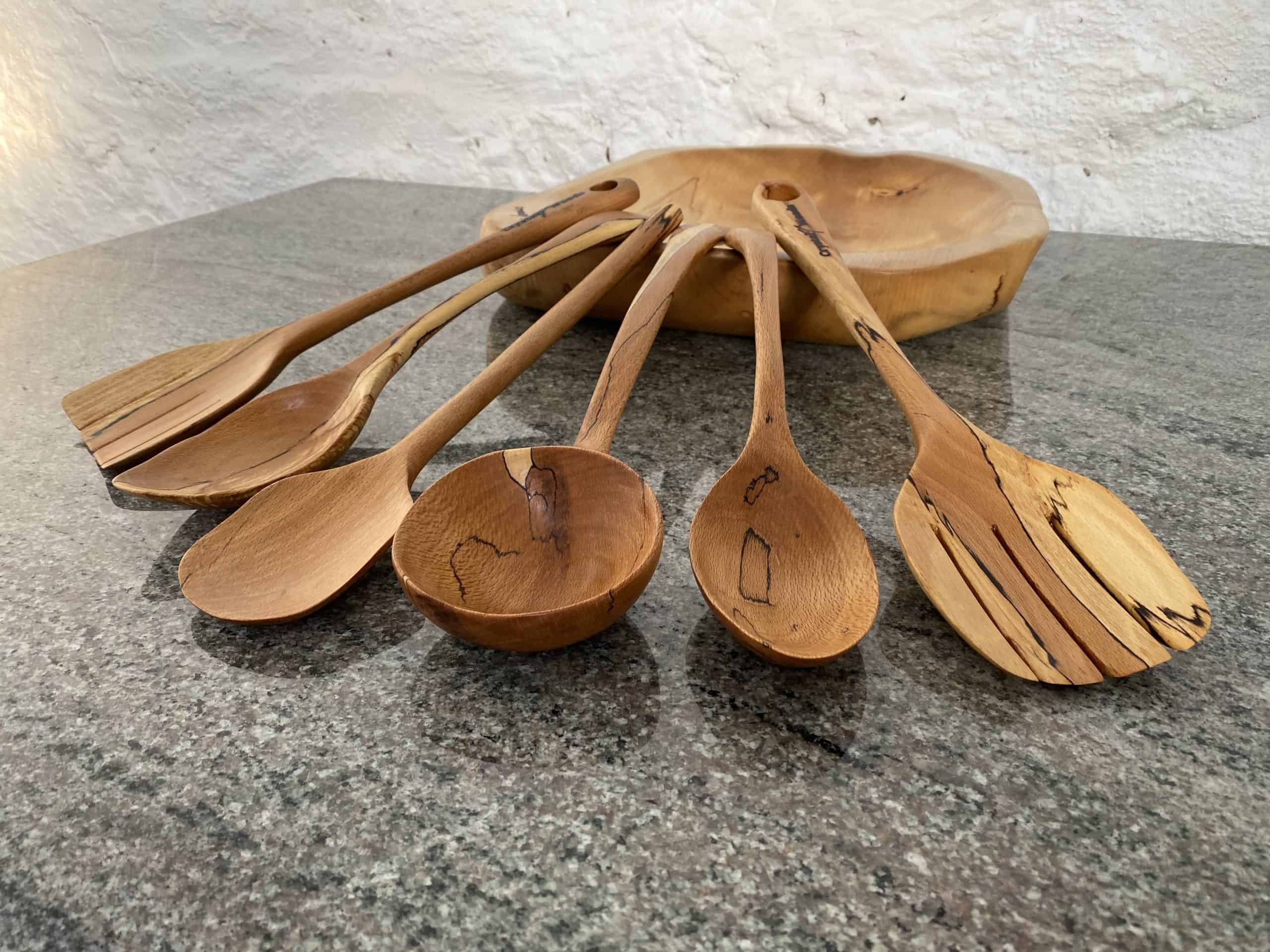 Handcrafted Spalted Beech Kitchen Utensil Set 1 spalted beech kitchen utensil set