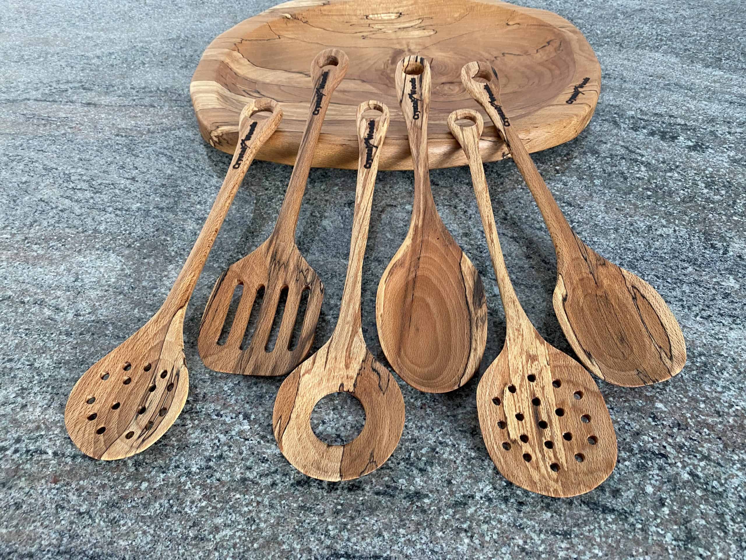 Spalted Beech Serving Spoon Set 6 beech serving spoons