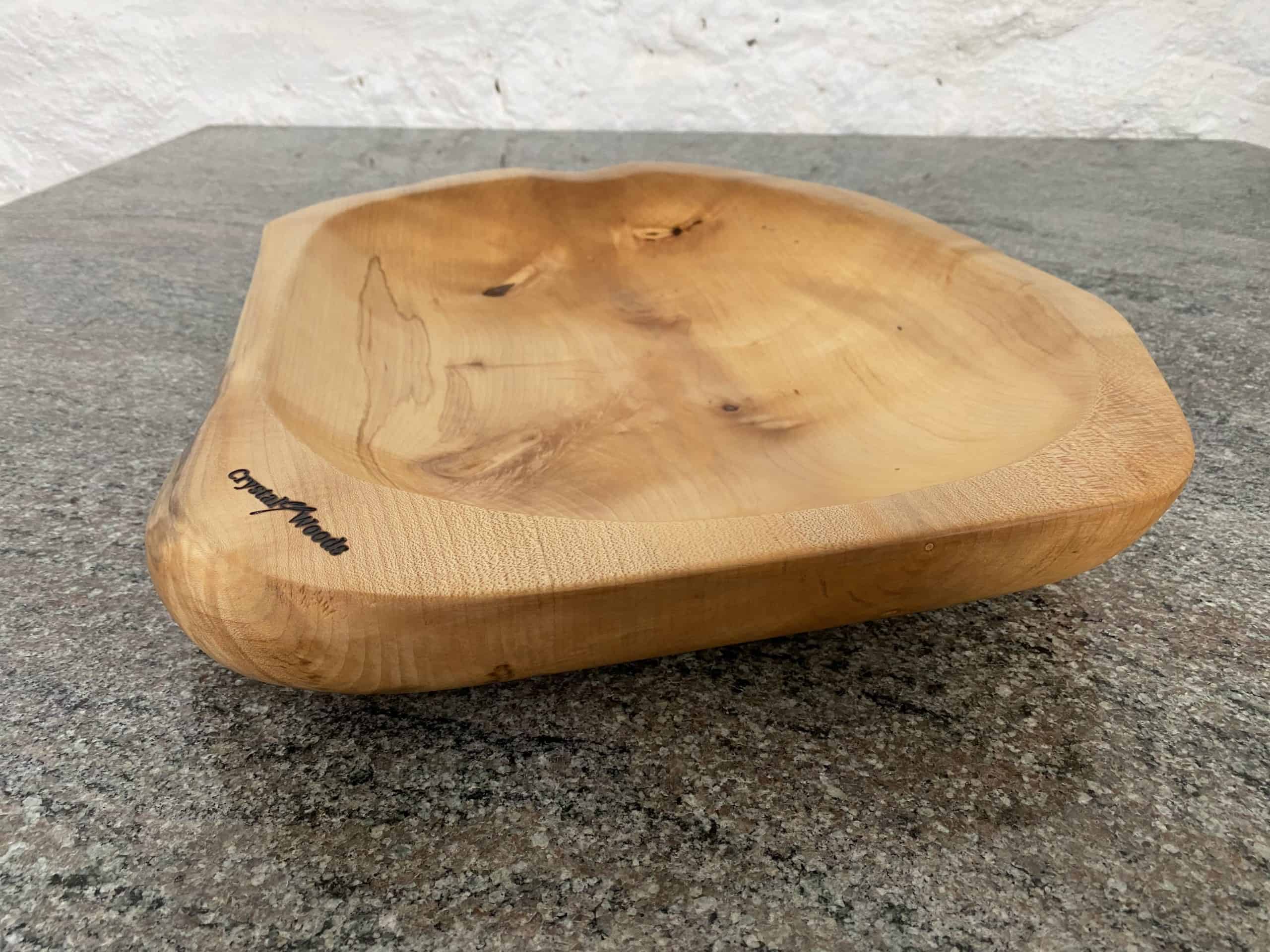 Large Hand Carved Sycamore Salad Bowl 5 A Large Sycamore Hand Made Salad Bowl, from locally sourced wood in Devon, produced by Crystal woods, finished in food safe oil