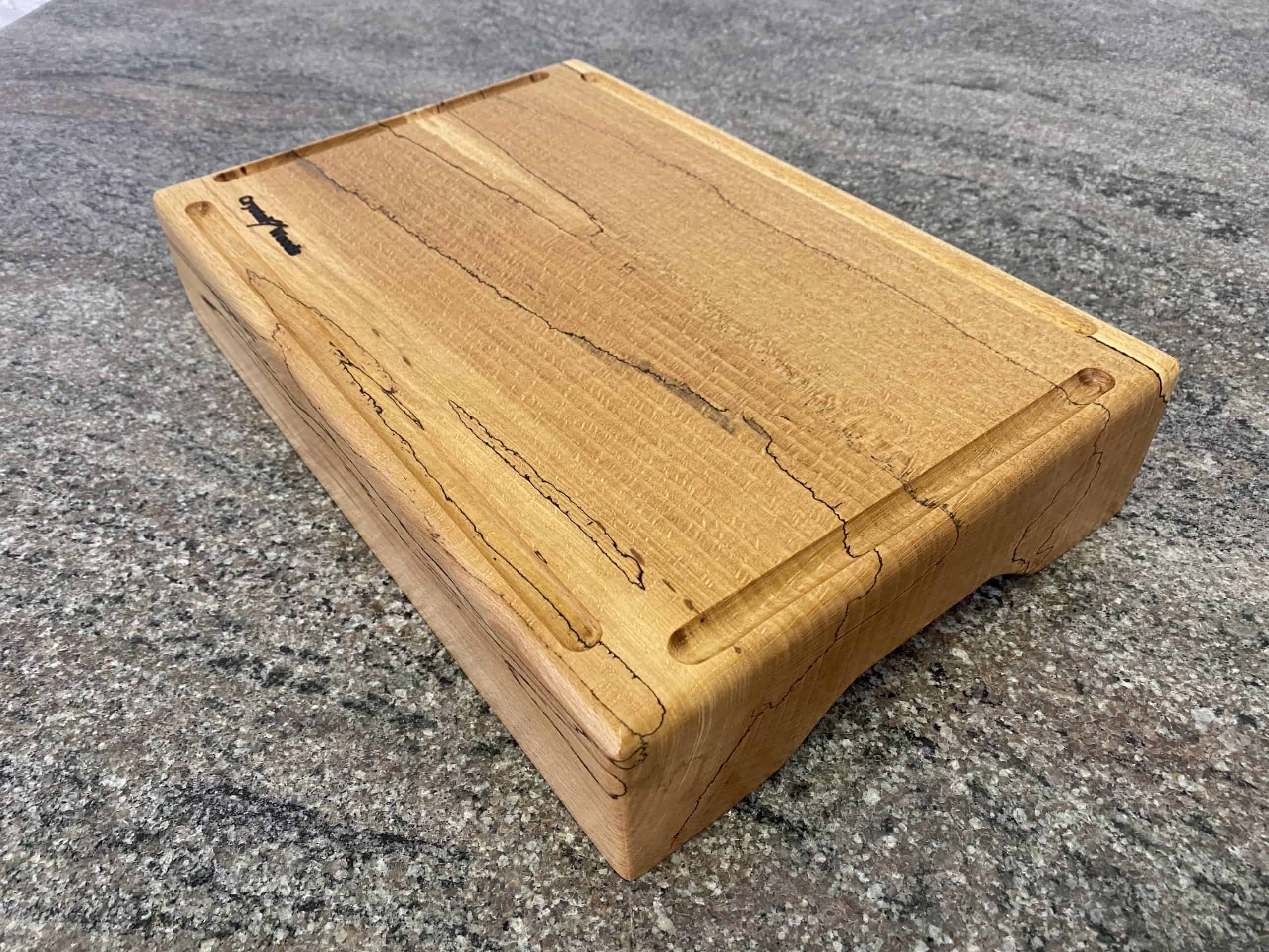 Large Chunky Spalted Beech Chopping Board with 4 Crumb Grooves - Extra Thick 2 Large Chunky Spalted Beech Chopping Board with 4 Crumb Grooves – Extra Thick, finished in food safe oil