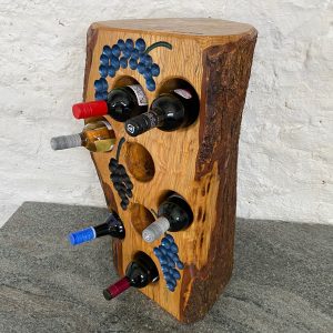 live edge ash tree stump wine rack
