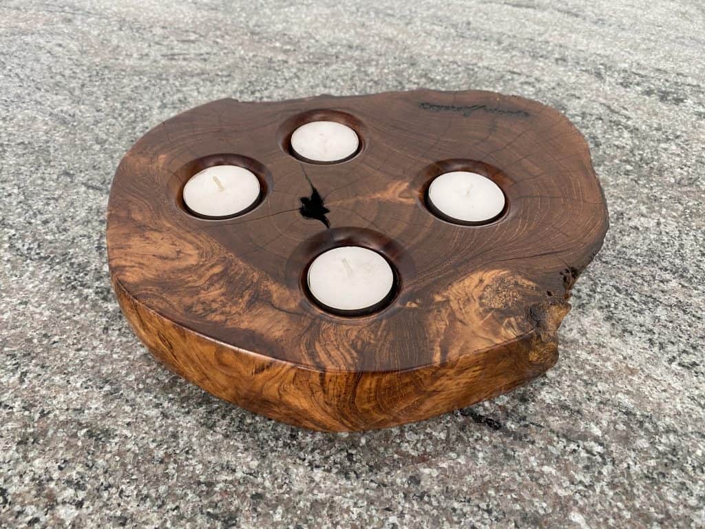 indonesian teak 4 tea light holder