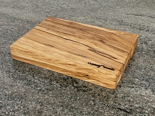 Branded small Spalted Beech chopping board by Crystal Woods, finished in food safe oil