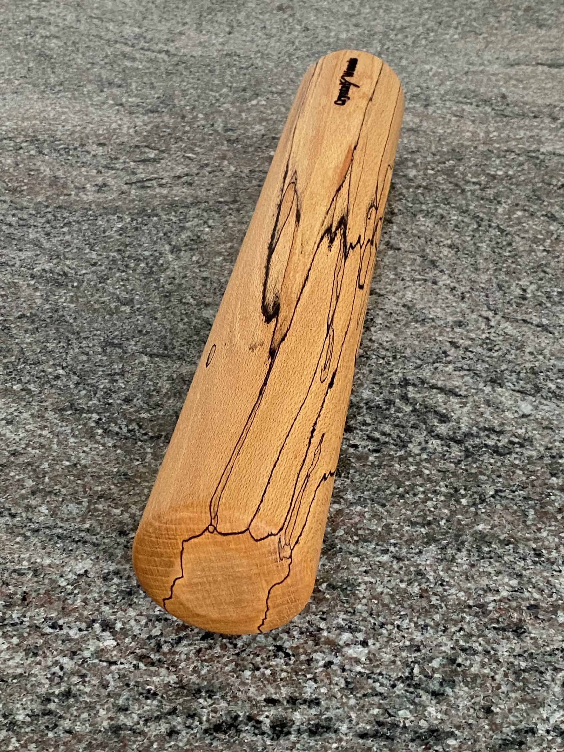 Large Contemporary Spalted Beech Rolling Pin 4 Over view of this Spalted Beech rolling pin capturing the unique black lines found in Spalted wood, hand turned by Crystal Woods