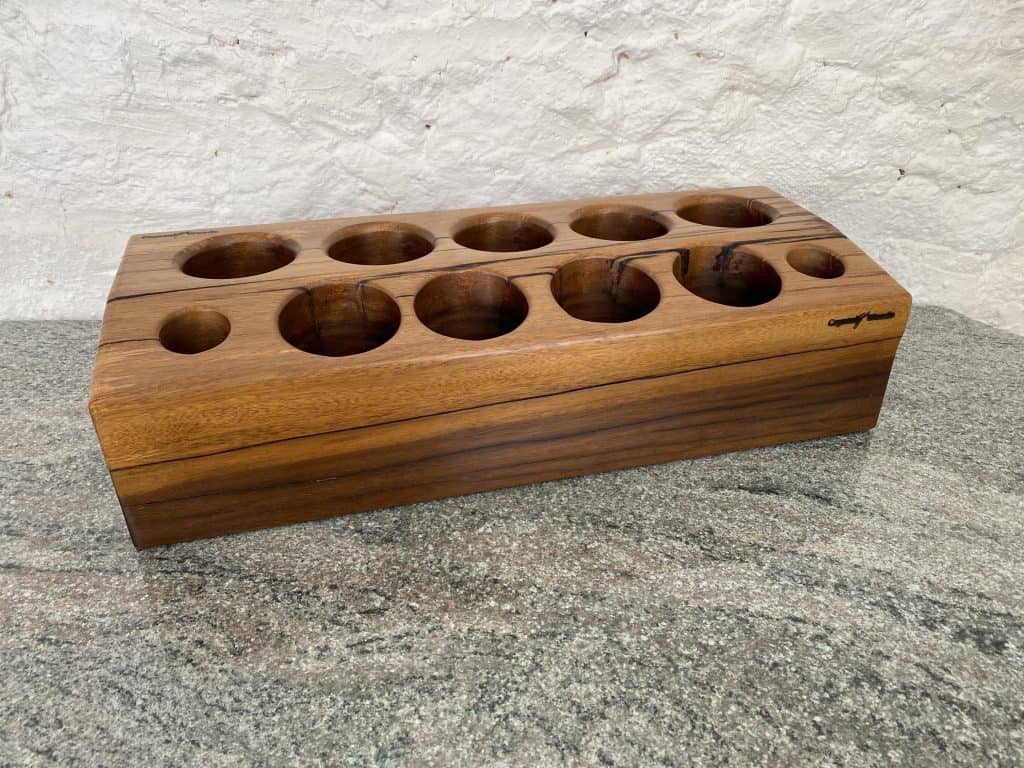 Reclaimed piece of Greenheart wood transformed into a mini cocktail bar