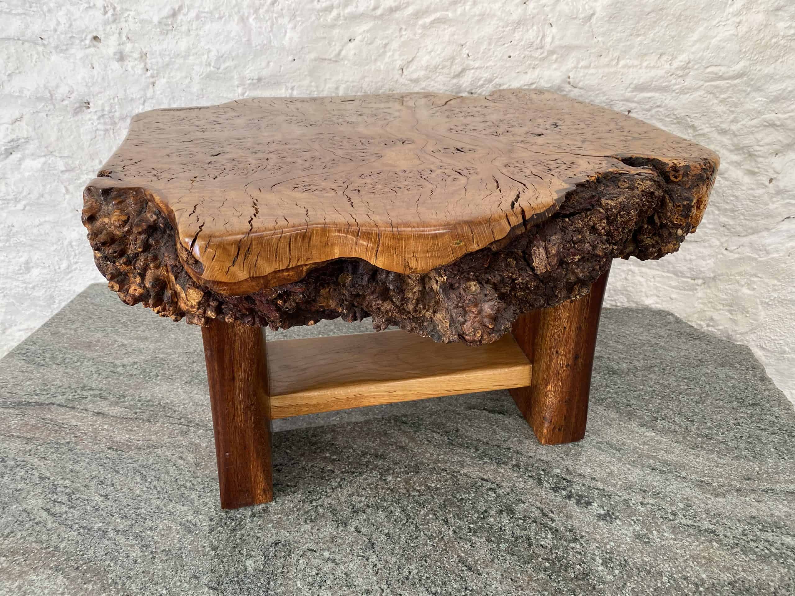 Chunky Live Edge Slab of Oak Burr Coffee Table 5 Gnarly Burr Oak on this chunky thick slab table top