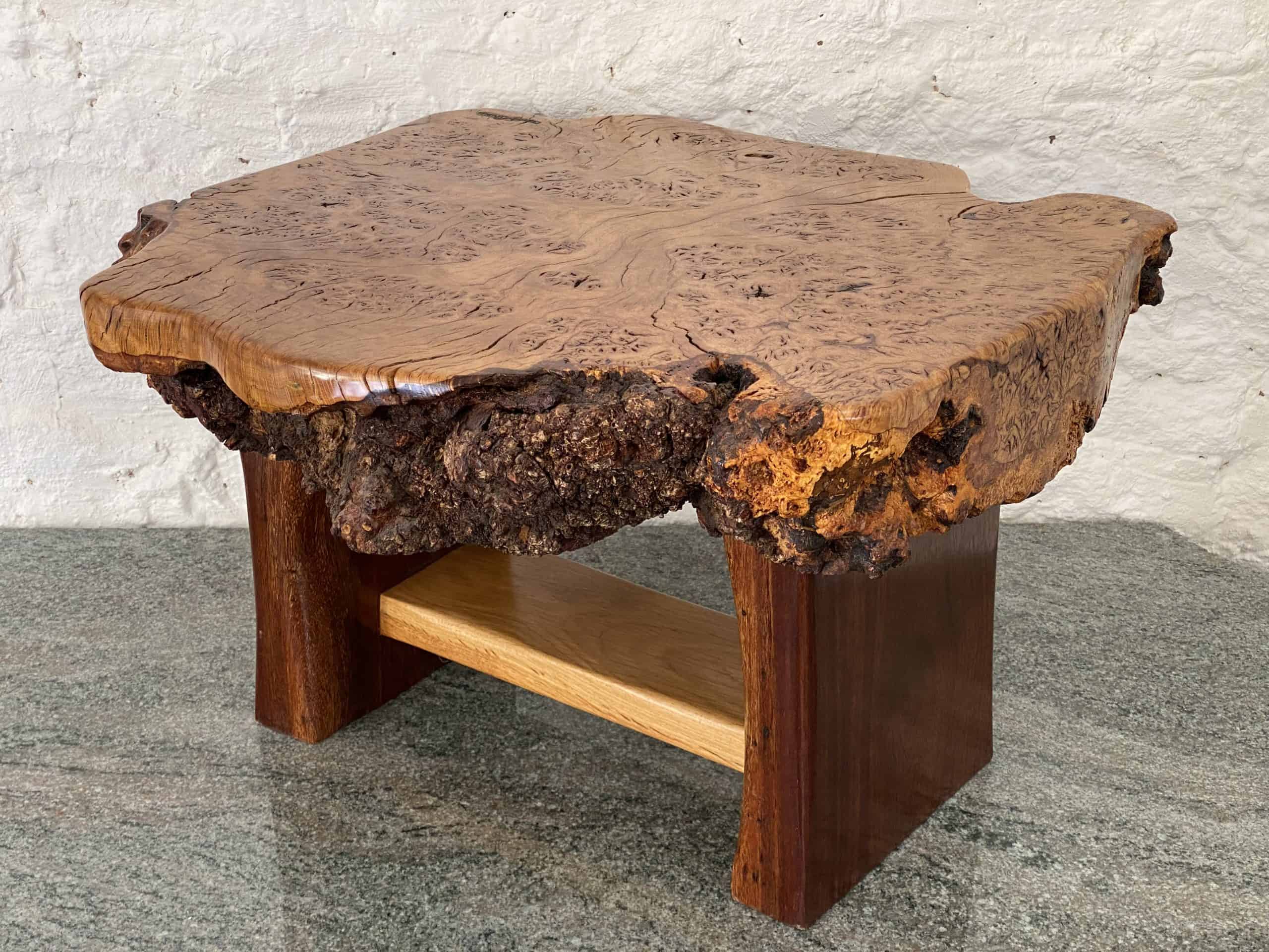 Chunky Live Edge Slab of Oak Burr Coffee Table 1 live edge burr oak table