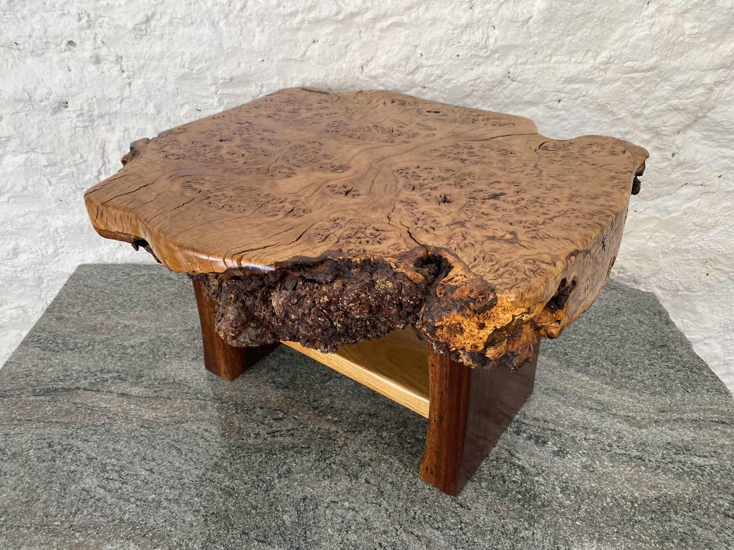 Chunky Live Edge Slab of Oak Burr Coffee Table 9 Burr Oak Coffee Table