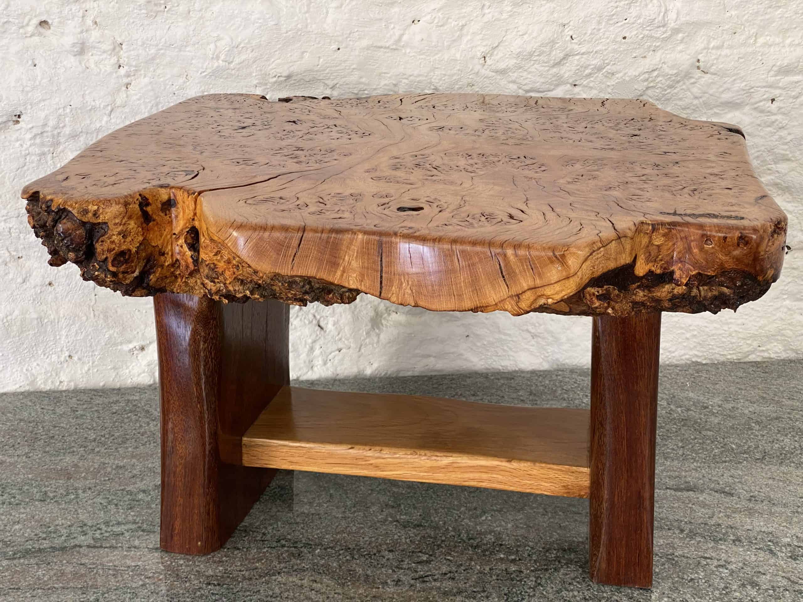 Chunky Live Edge Slab of Oak Burr Coffee Table 8 Live Edge Burr Oak Table
