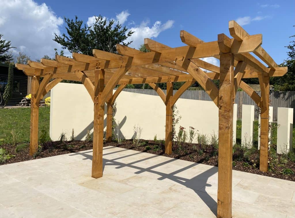 Oak Framed Gazebos 8 Hand Made green Oak Frame Pergola, landscape project in Dawlish Devon