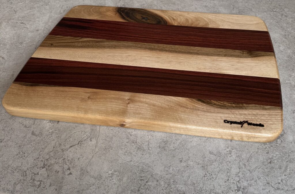 English walnut and African pan rosa charcuterie board