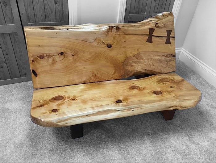 Commissioned Pieces 9 Oak bench with ties from above