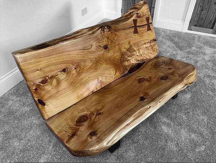 Commissioned Pieces 10 Oak bench with ties from above