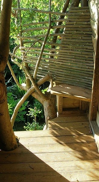 Detail of wooden treehouse