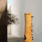 Final finished Bespoke wine rack from back with magnum hole