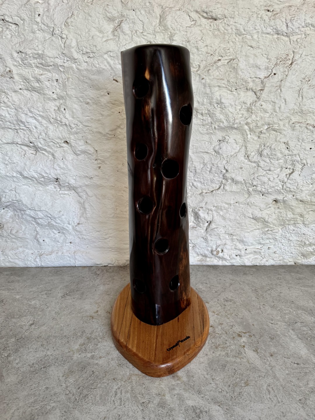 Handcrafted 9 Bottle African Blackwood Wine Stand 5 Handcrafted 9 Bottle African Blackwood Wine Stand - Image 5