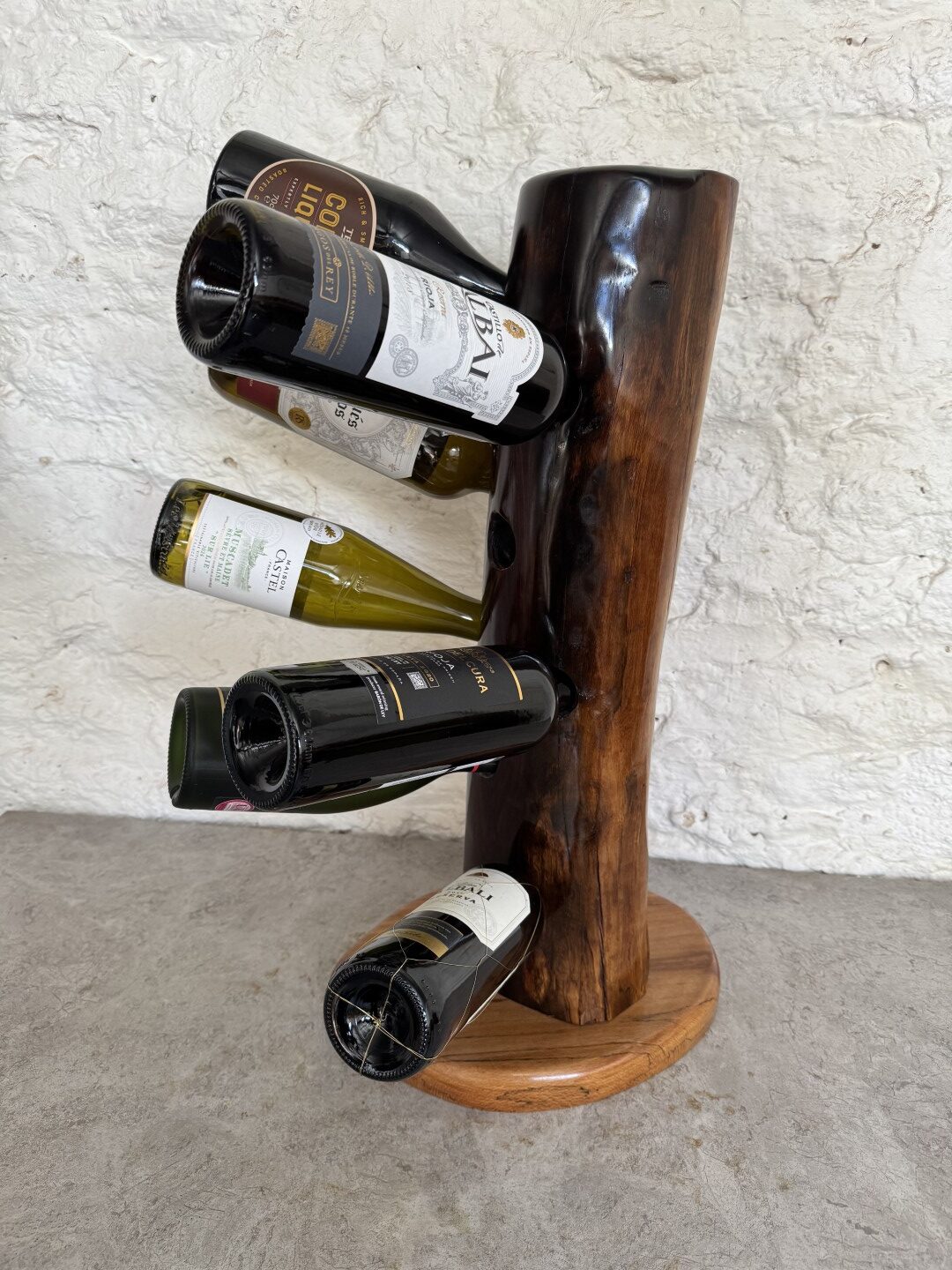 Handcrafted 9 Bottle African Blackwood Wine Stand 4 Handcrafted 9 Bottle African Blackwood Wine Stand - Image 4