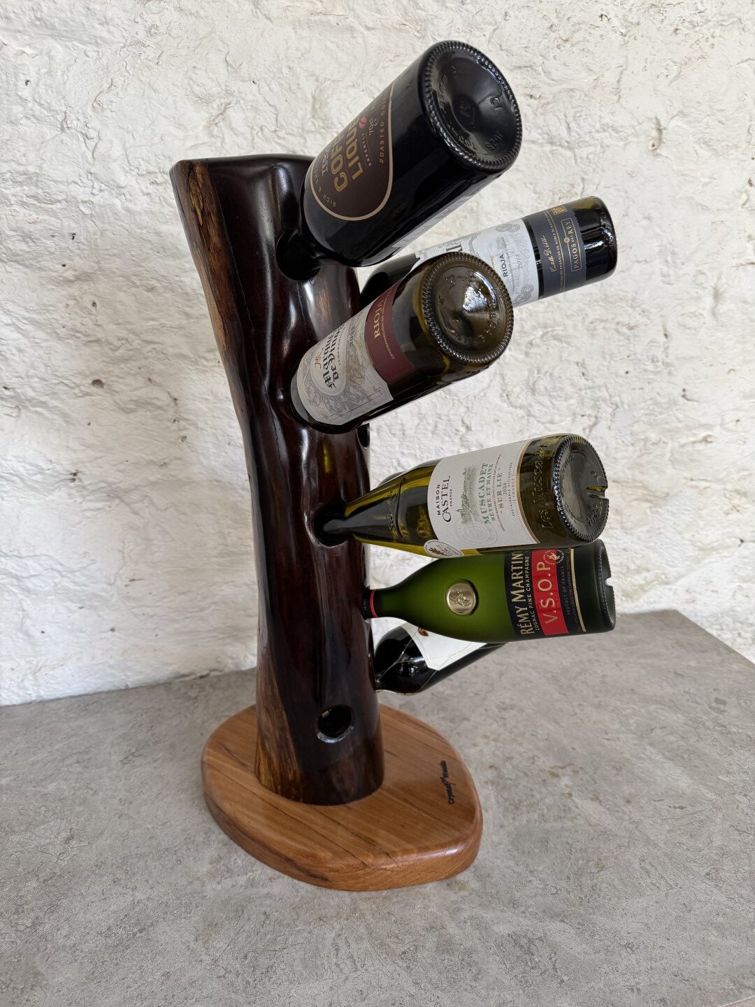 Handcrafted 9 Bottle African Blackwood Wine Stand 3 Handcrafted 9 Bottle African Blackwood Wine Stand - Image 3