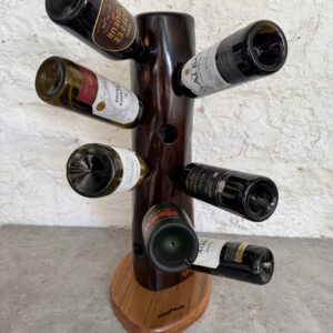 Handcrafted 9 Bottle African Blackwood Wine Stand