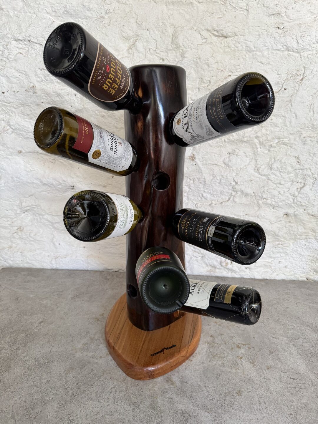 Handcrafted 9 Bottle African Blackwood Wine Stand 1 African Blackwood Wine Stand