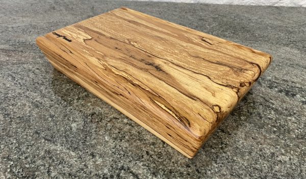 Extra Thick & Chunky Undercut Spalted Beech Chopping Board, created by Crystal Woods from locally sourced wood in Devon, finished in food safe oil, branded with their logo stamp