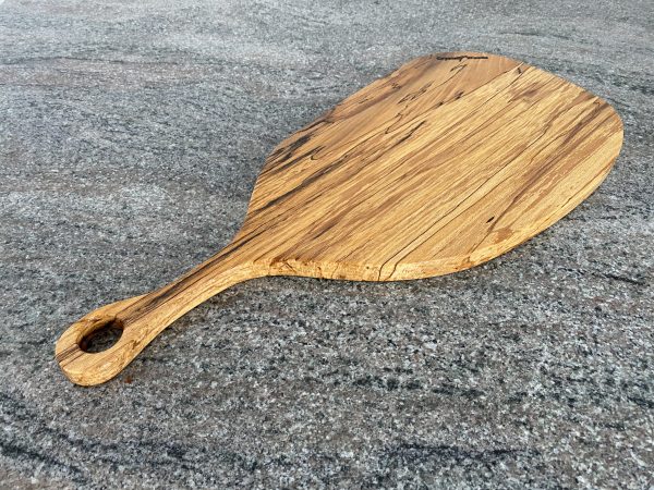 Pizza tray paddle board with handle in spalted beech