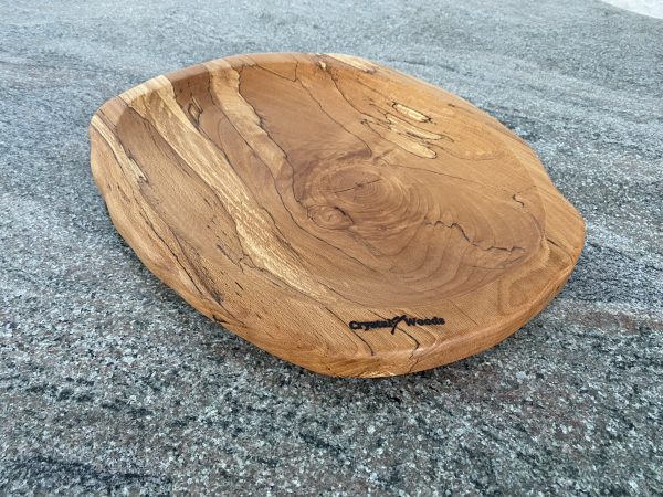 Large Spalted Beech Food Platter, finished in food safe oil, from locally sourced wood in Devon, handcrafted by Crystal Woods and branded with their logo stamp