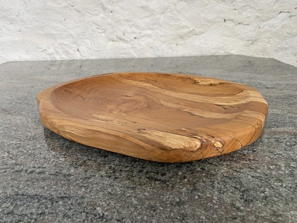 Large Spalted Beech Food Platter, finished in food safe oil, from locally sourced wood in Devon, handcrafted by Crystal Woods and branded with their logo stamp