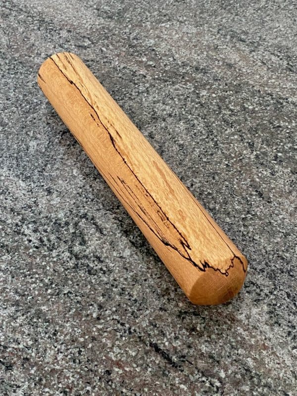 Over view shot of this small contemporary Spalted Beech rolling pin from locally sourced wood in Devon