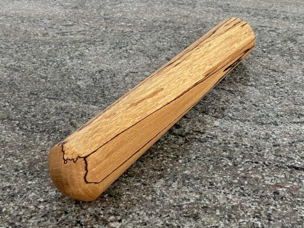 Beautiful array of grain texture and colour on this small spalted beech rolling pin, hand turned by Crystal Woods