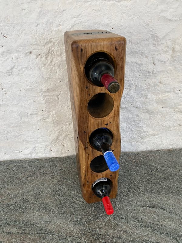 French Oak 5 bottle wine rack