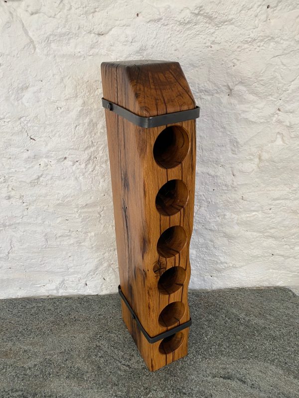 Solid wood French Oak railway sleeper wine rack