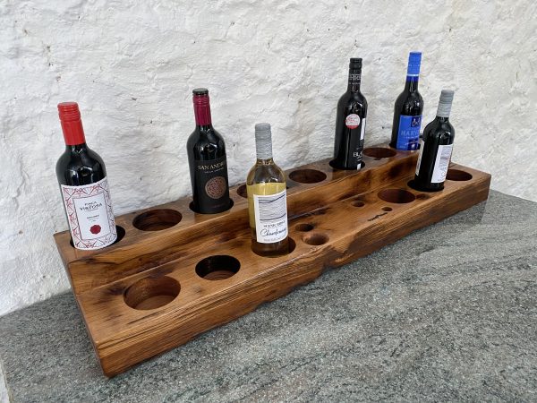 A reclaimed railway sleeper mini bar and Wine Rack