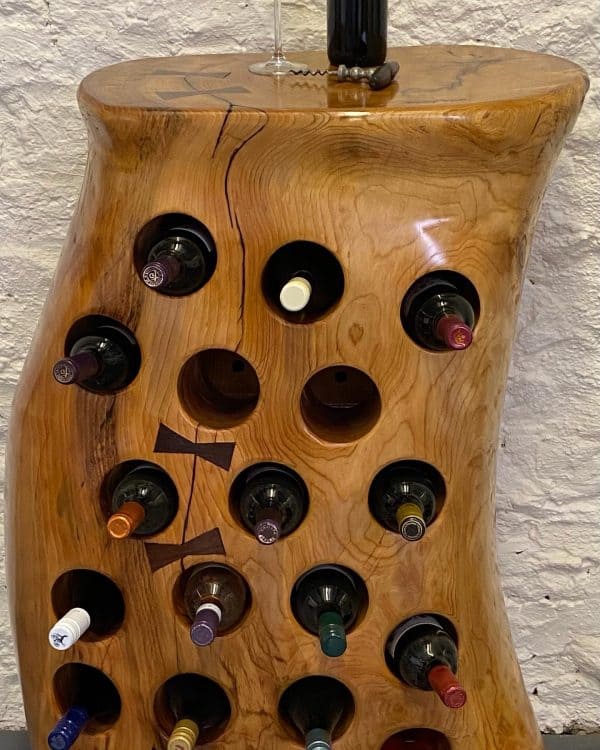 20 bottle Lebanese Cedar Tree Trunk Wine Rack