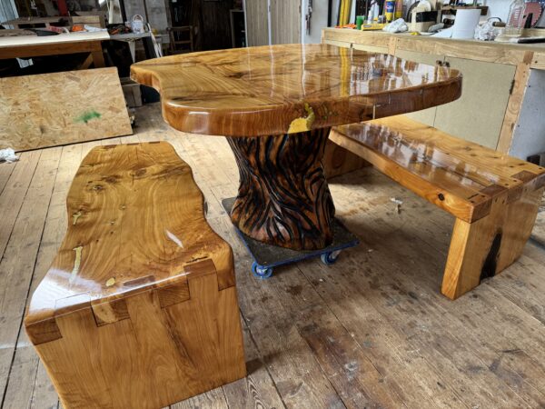 bespoke set of garden table and benches