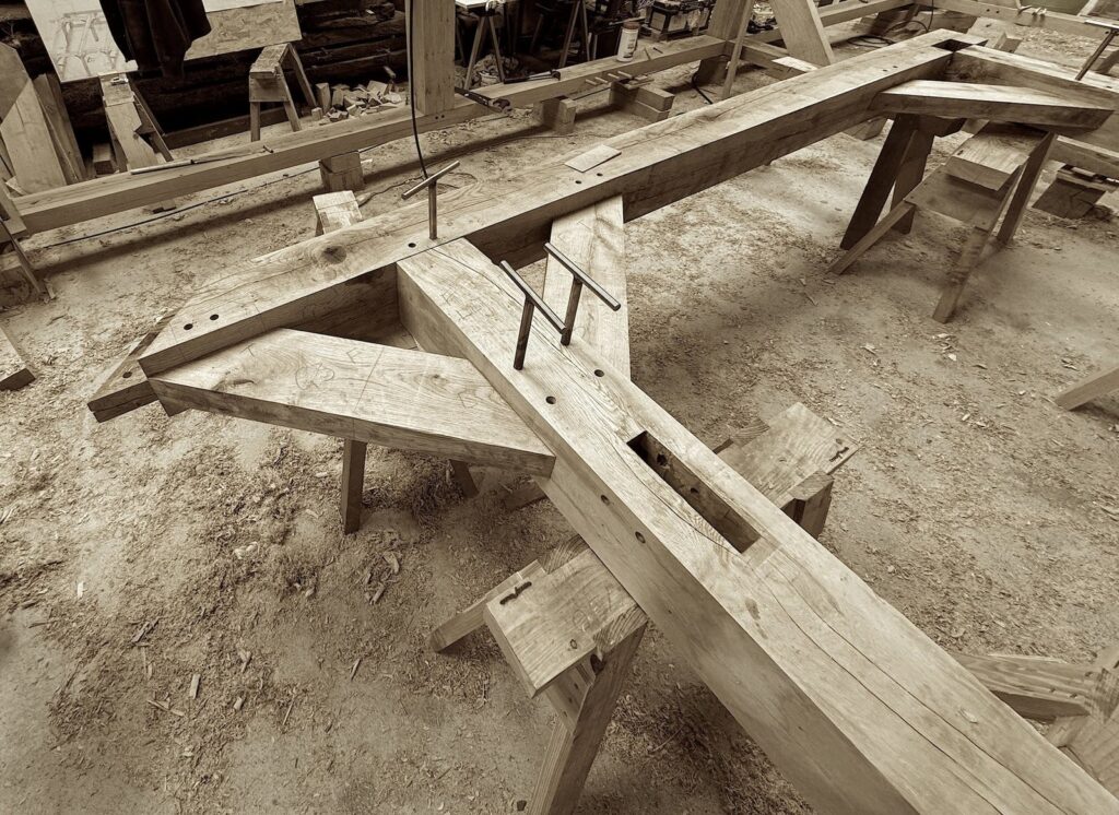 Timber framing in progress