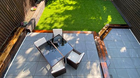 Garden wooden steps detailing end result from above